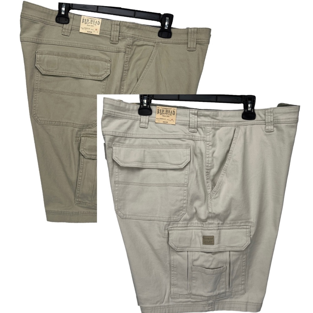 ⛔️ SOLD! ⛔️ Lot of 2 Red Head Cargo Shorts Mens 48 Stretch Pockets Khaki & Beige